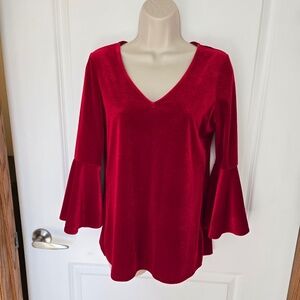 Womens size S red velour top, New
